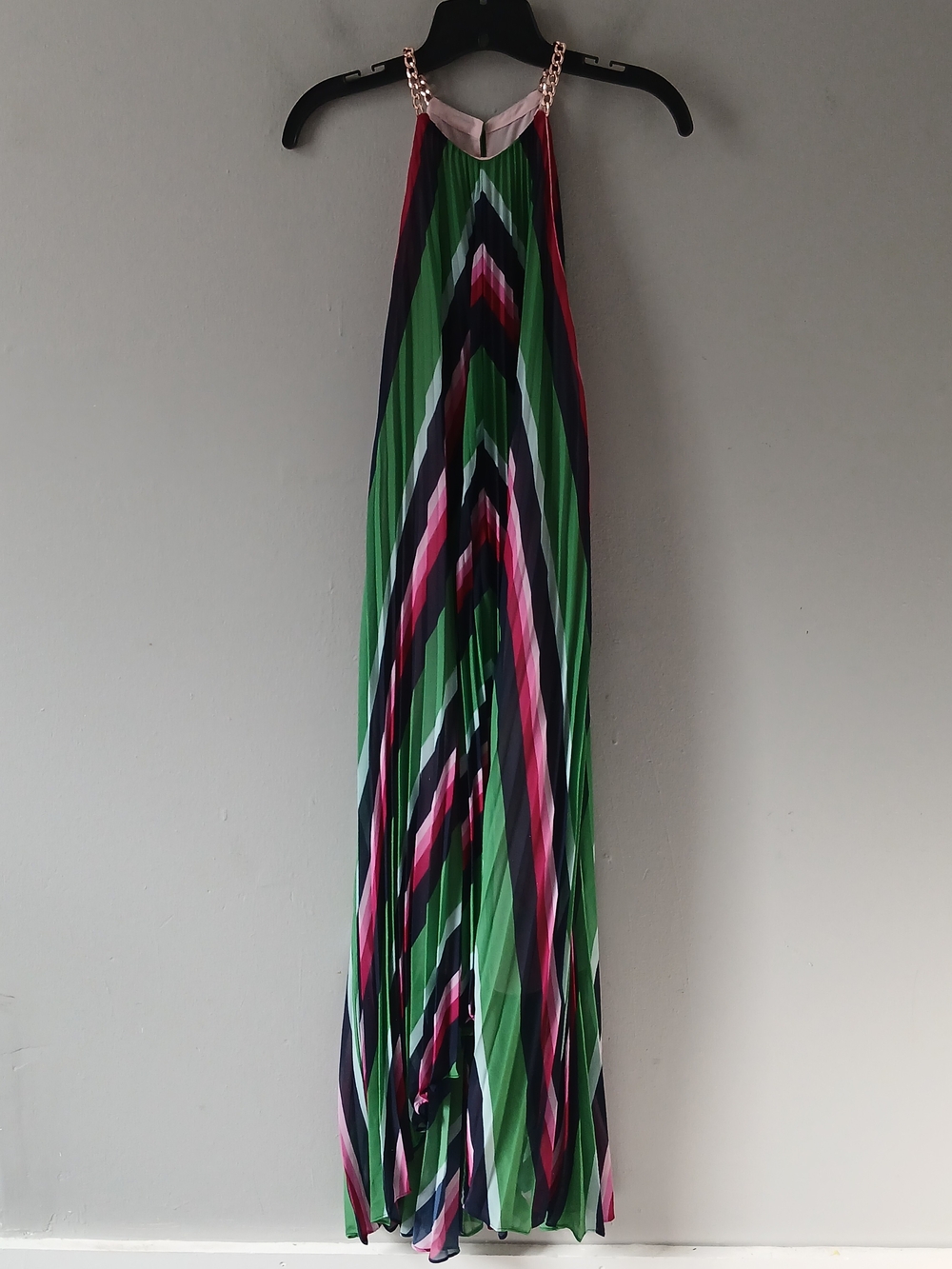 Ted Baker Women's Size 2 Shannah Directional Stripe Maxi Dress High Low Flowy